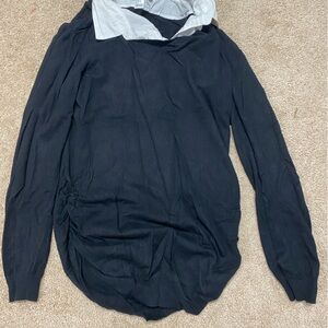 Black maternity sweater with while collar